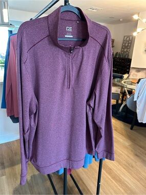 Cutter & Buck Men's Maroon 1/4 Zip Pullover